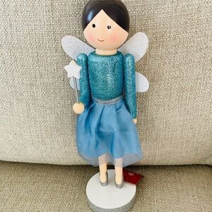 Glittering Blue Fairy Figurine with White Wings